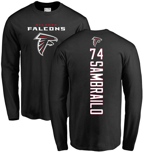 Atlanta Falcons Men Black Ty Sambrailo Backer NFL Football #74 Long Sleeve T Shirt->women nfl jersey->Women Jersey